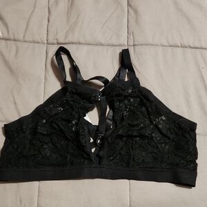 Torrid Black Lace Bra with Plunging Neckline